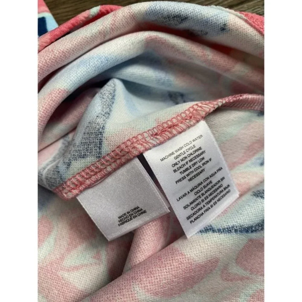 NWT Pappagallo Girls' Pink, Blue‎ &White Floral Flutter Sleeve Dress - S (6/6X)